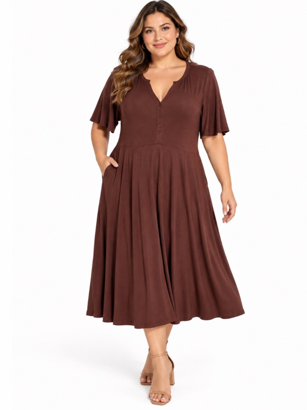 Torrid NEW Brown Short-Sleeve Button-Front Cottagecore Academia Dress Size 18/20